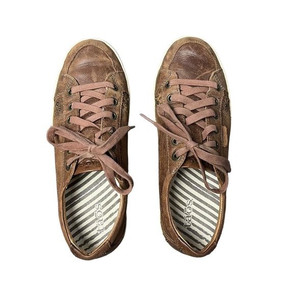 Taos Shoes Womens 8.5 EU39 Freedom Sneakers Brown Leather Casual Walking Studded - Picture 3 of 12